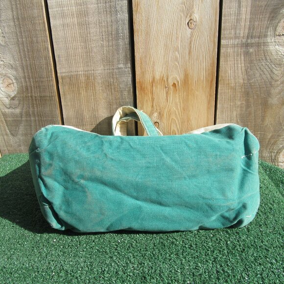 Vintage L.L. Bean Green Boat And Tote Canvas Bag LL Bean Freeport Maine Open Top - Picture 5 of 10